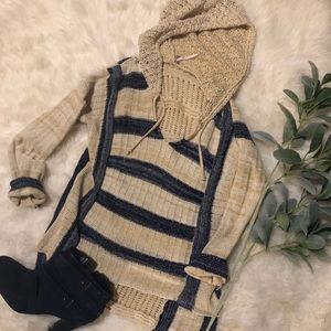 Woven sweater hoodie
